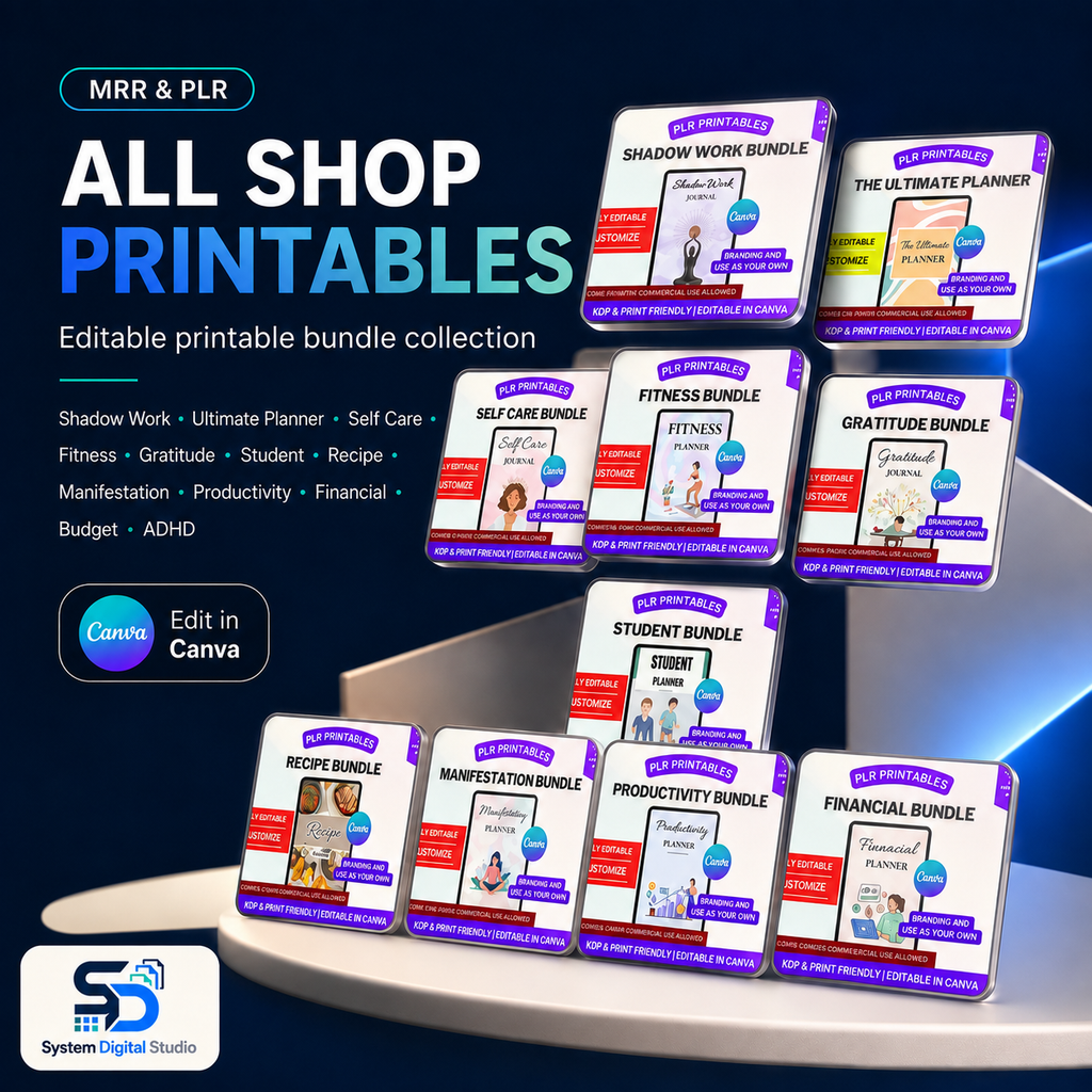 All Shop Printable Planner Bundle with PLR Rights