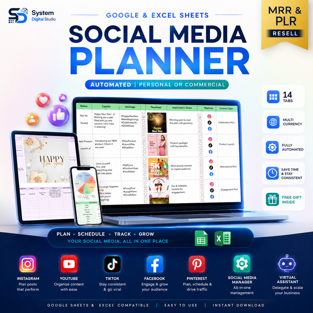 Social Media Content Planner Spreadsheet | Google Sheets