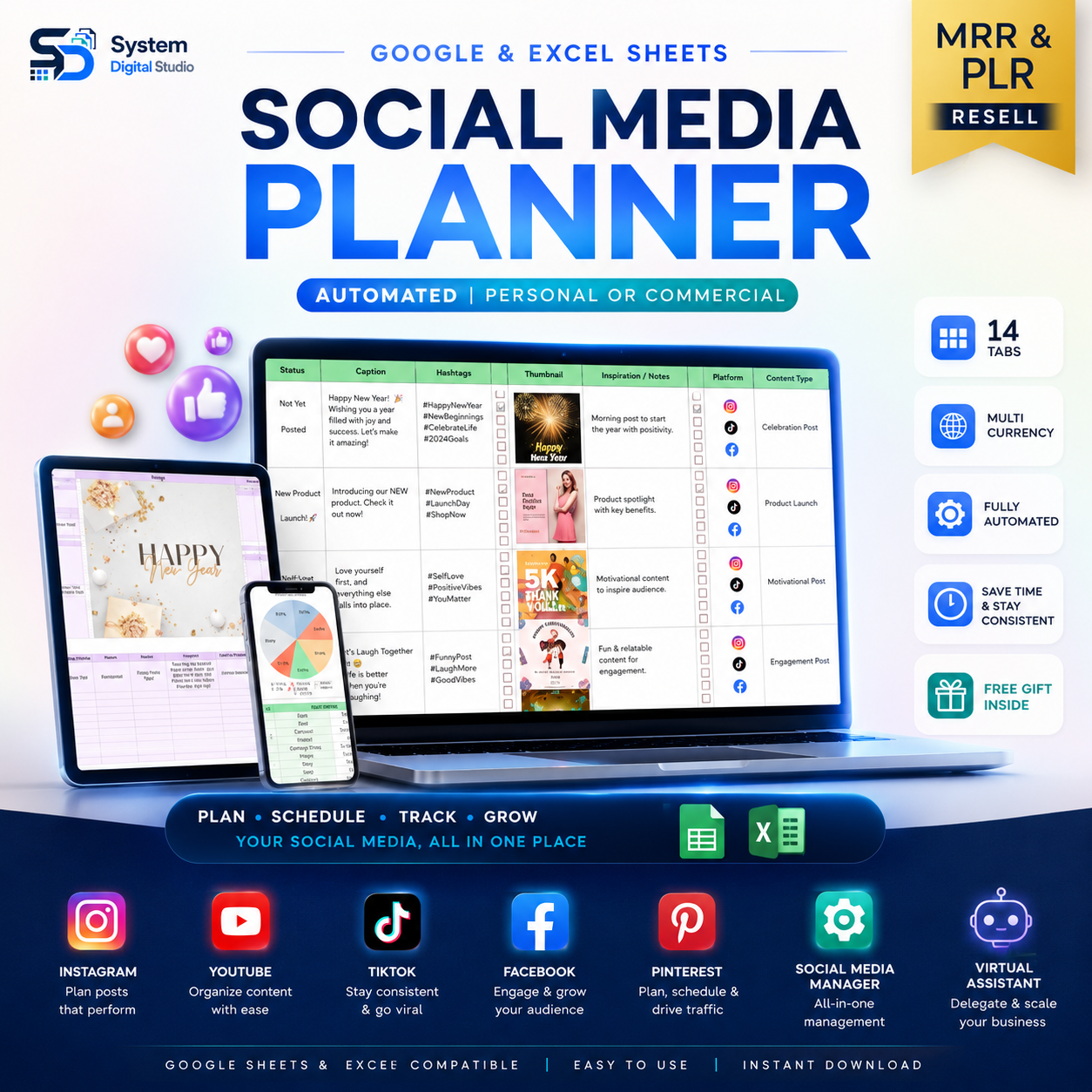 Social Media Content Planner Spreadsheet | Google Sheets