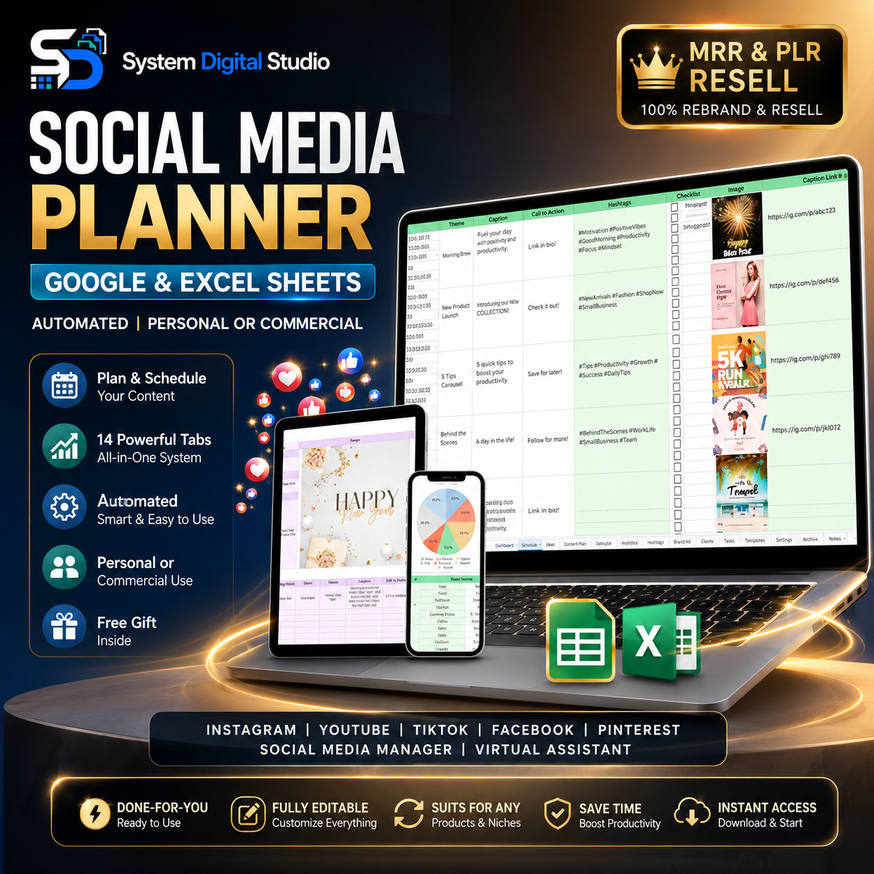 Social Media Content Planner Spreadsheet