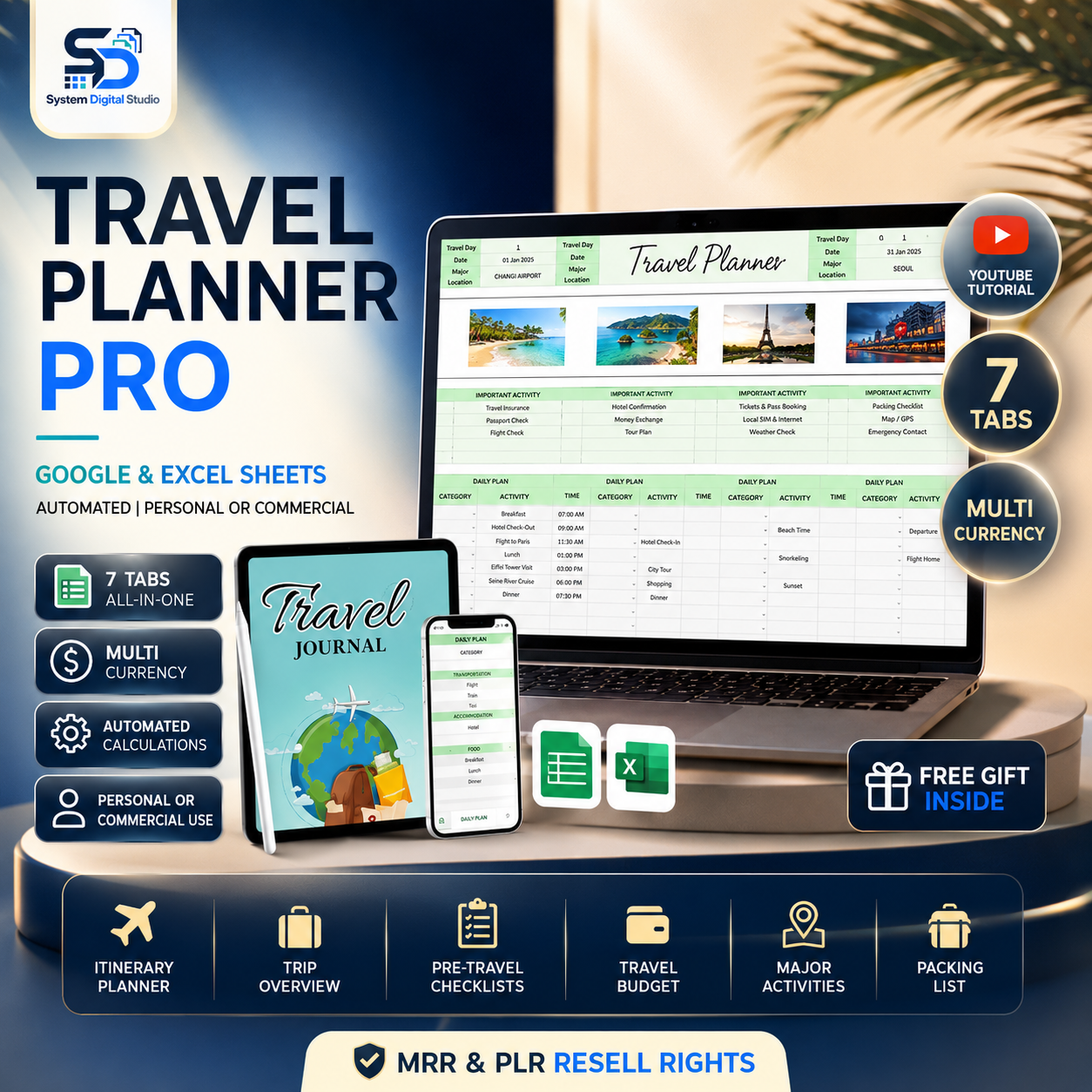 Travel Planner Spreadsheet & Digital Planner
